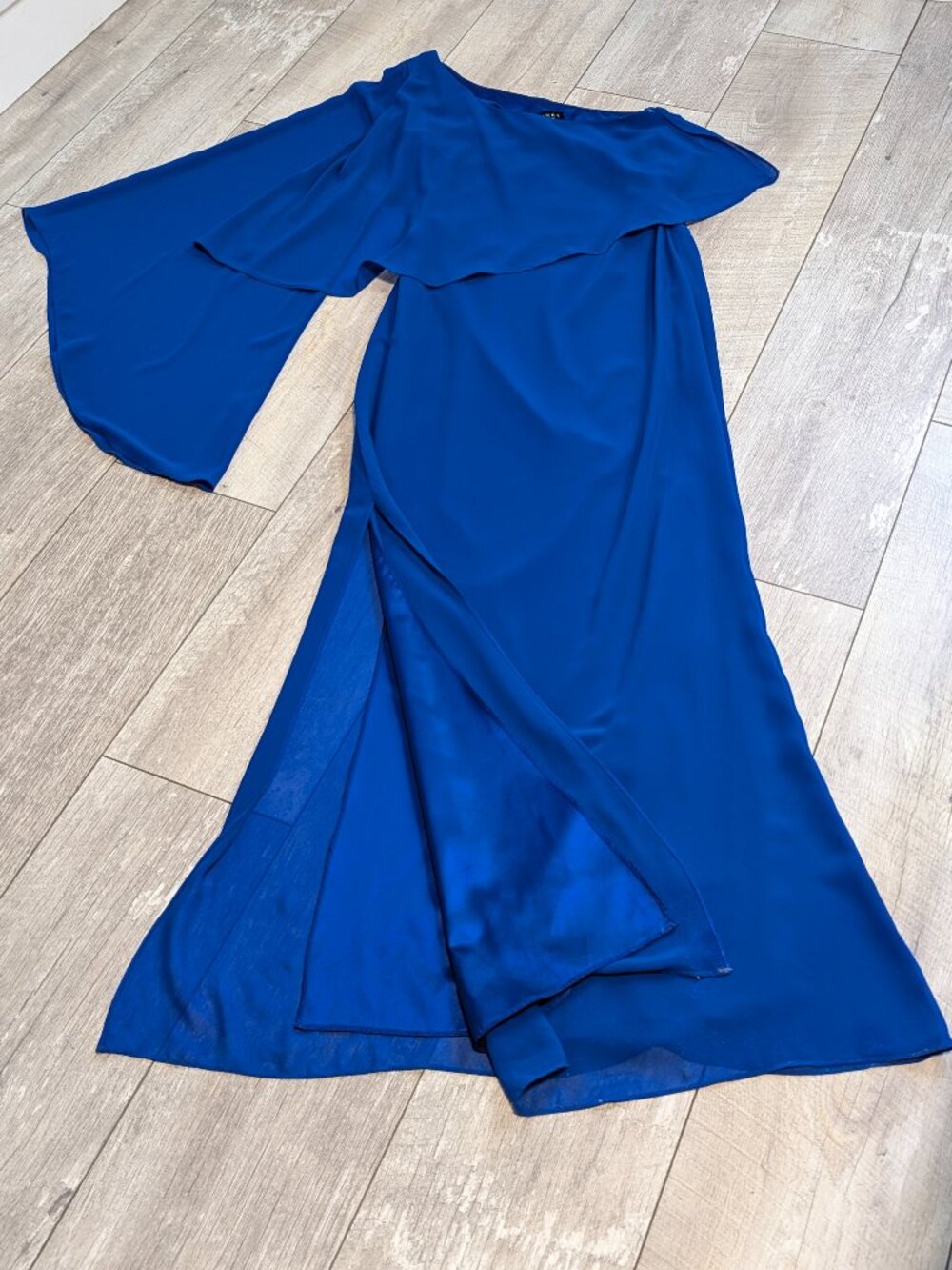 Laundry One Shoulder Cape Gown Royal Blue Chiffon Formal Dress 4 Gala NWOT - Picture 8 of 15